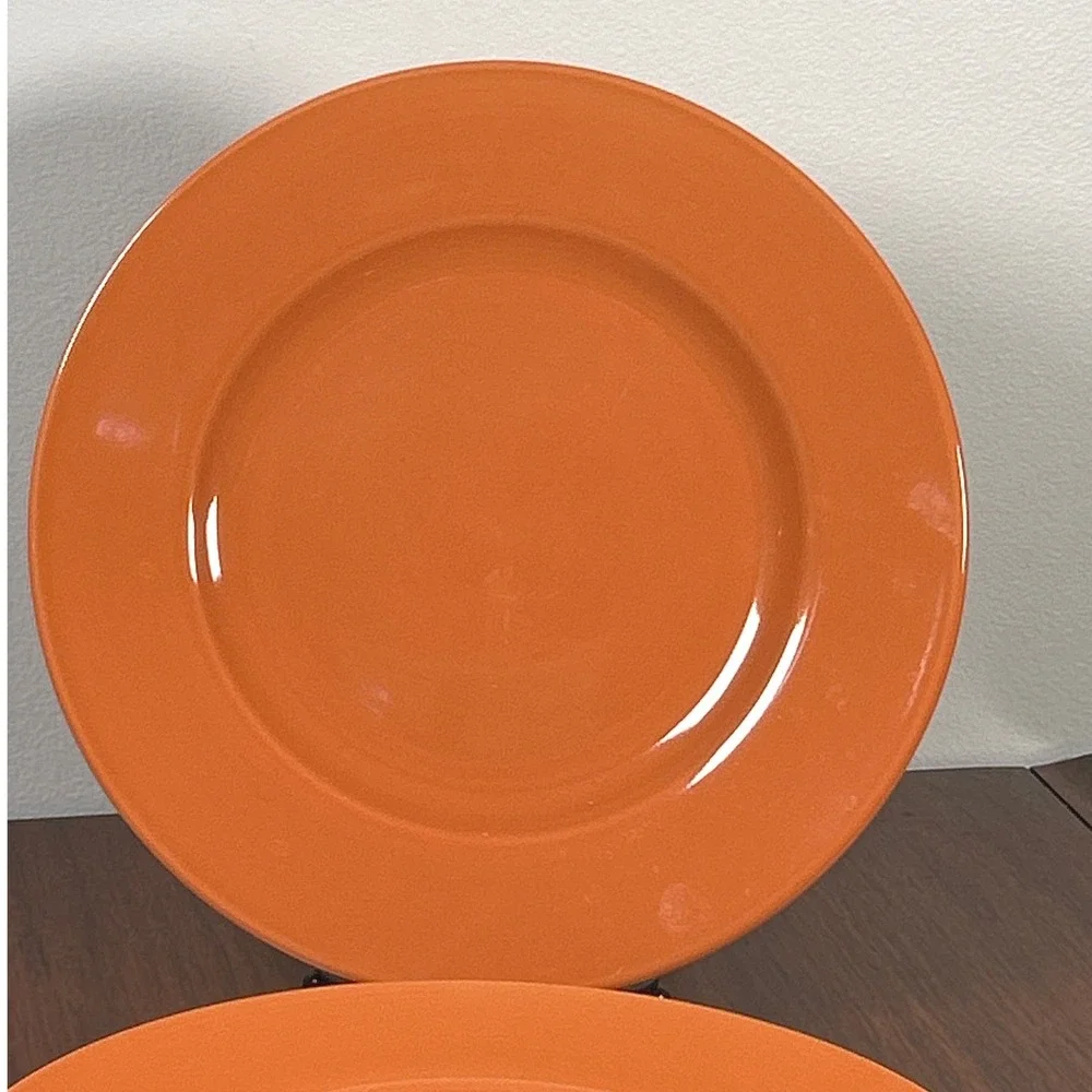 Studio 33 Orange Terracotta Dinner Plates Glossy Ceramic Round 10.25